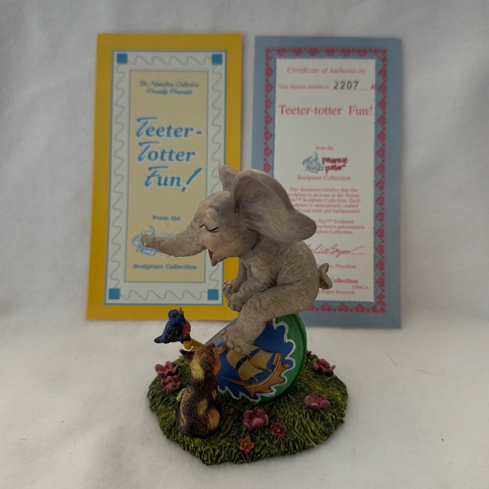 Peanut Pals by Tom Newsom‎ Elephant Sculpture Teeter-Totter Fun 1996